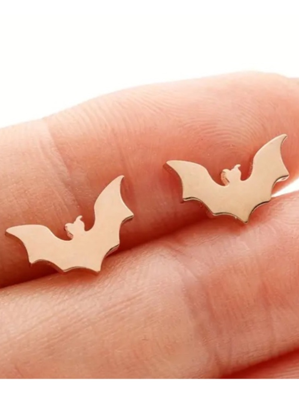 Bats Spooky Rose Gold Toned Stud Earrings